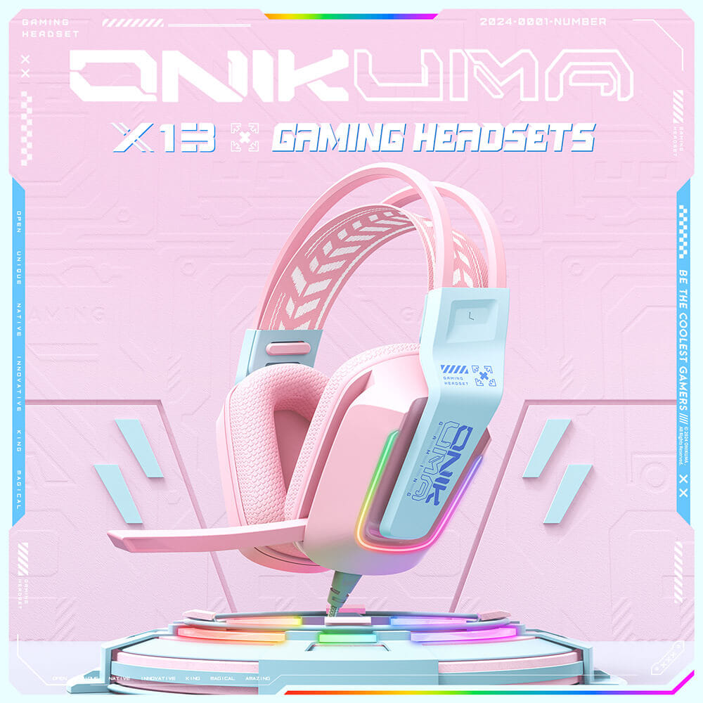 หูฟังเกมมิ่ง ONIKUMA X13 GAMING HEADSET - สีชมพู_1
